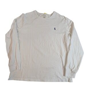Polo Ralph Lauren Mens White Long Sleeve Crew Neck T-Shirt Size Large READ